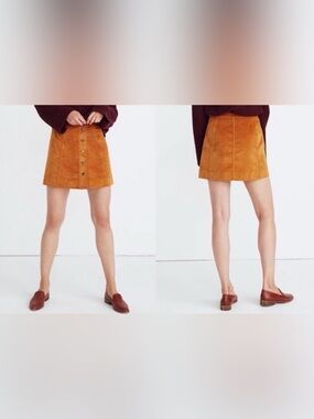 Madewell velveteen A-line Mini skirt button front size 10